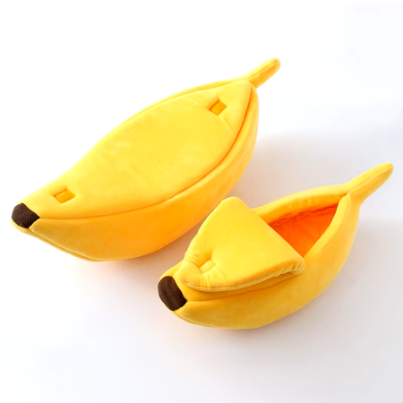 Lit Confortable pour Chat et Petit Chien – Niche en Forme de Banane