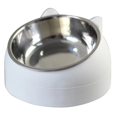 Bol en Acier Inoxydable pour Chat - Incliné à 15° & Antidérapant | VetemAnimaux