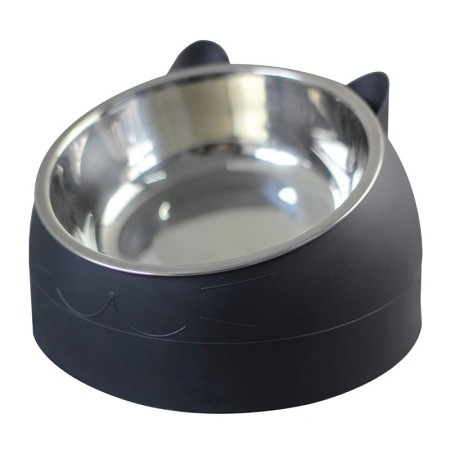 Bol en Acier Inoxydable pour Chat - Incliné à 15° & Antidérapant | VetemAnimaux