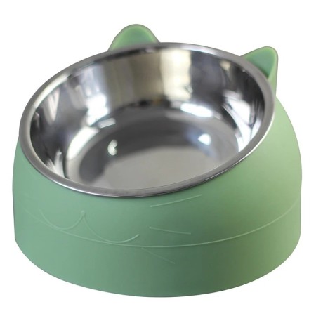 Bol en Acier Inoxydable pour Chat - Incliné à 15° & Antidérapant | VetemAnimaux