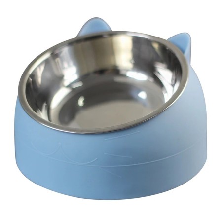 Bol en Acier Inoxydable pour Chat - Incliné à 15° & Antidérapant | VetemAnimaux