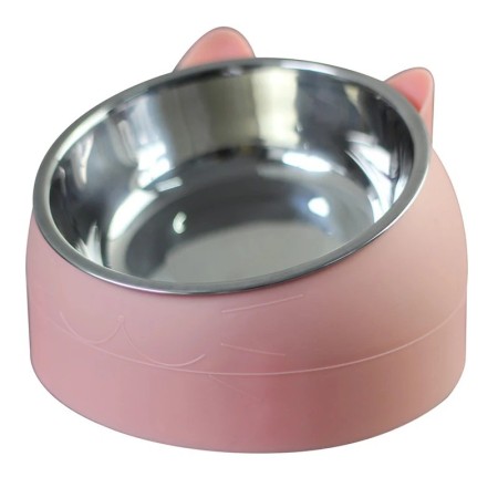 Bol en Acier Inoxydable pour Chat - Incliné à 15° & Antidérapant | VetemAnimaux