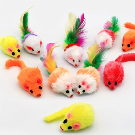 Lot de Souris en Fausse Fourrure pour Chat - Jouet Stimulant | VetemAnimaux