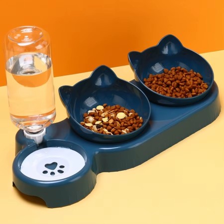 Bols Triples Mangeoire avec Bouteille Automatique - Chat & Chien | VetemAnimaux