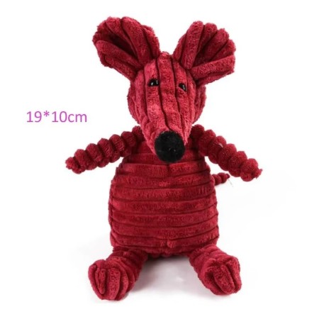 Jouet en Peluche pour Chien - Souris Rouge en Velours Côtelé