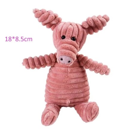 Jouet en Peluche pour Chien - Cochon Rose en Velours Côtelé