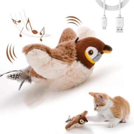 Jouet pour chat interactif  - Oiseau rechargeable et sonore